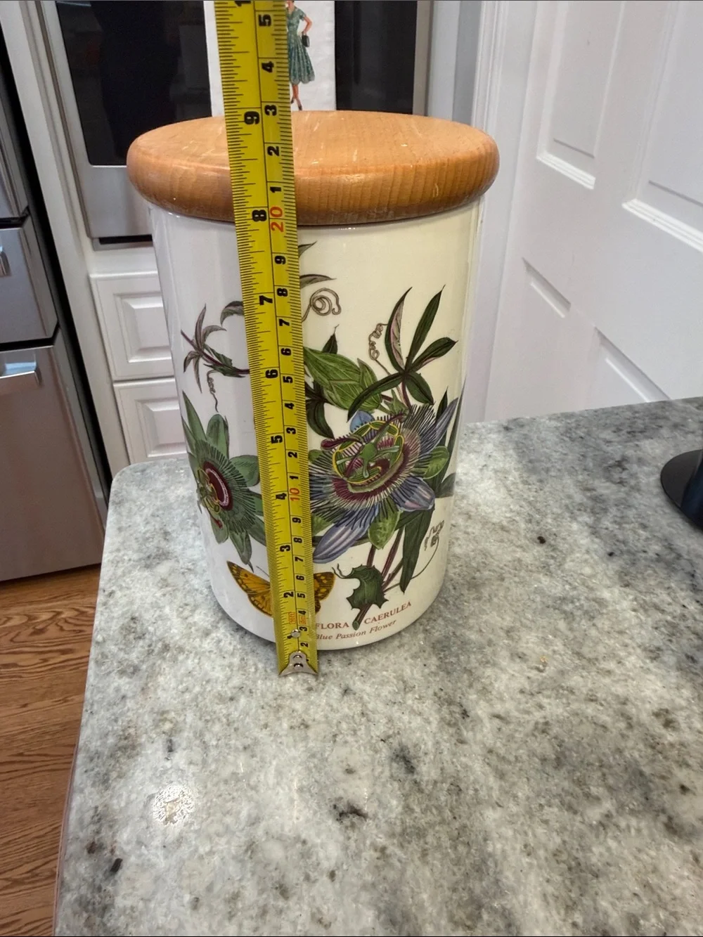 Portmeirion Botanic Garden Ceramic Canister with Bamboo Lid - White/Green